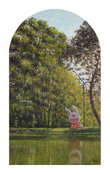 LIGHT KEEPERSGrandma Chians backyard by Alex Face contemporary artwork painting