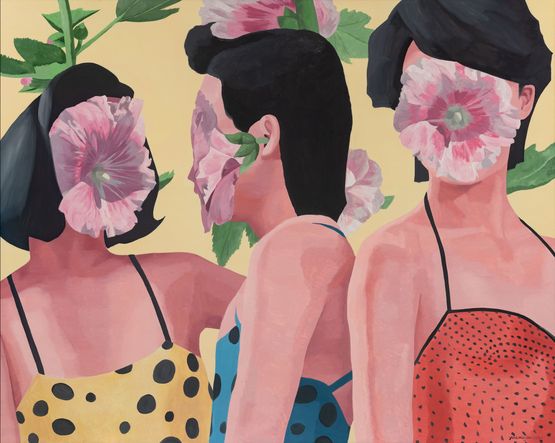 Hibiscus Moscheutos by Yue Minjun contemporary artwork Painting