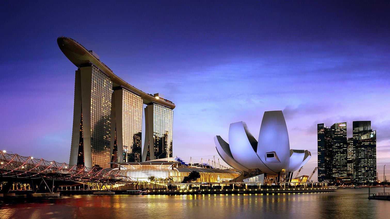 Marina Bay Garden, Marina Bay Sands and Raffles Place in Singapore.
