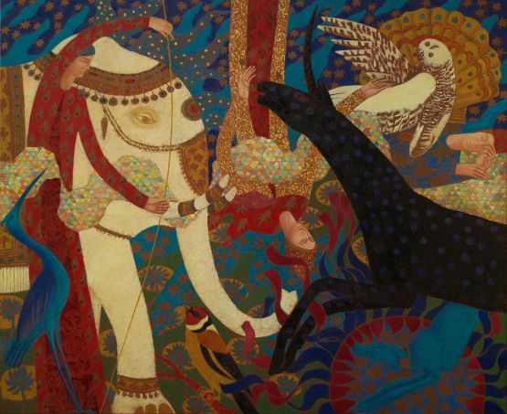 Black Unicorn Legend by Timur DVatz contemporary artwork Painting
