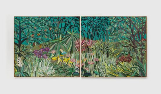 Diptico Dapres Rousseau Diptych dapres Rousseau by Mucki Botkay contemporary artwork Textile