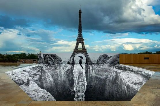 Trompe loeil Les Falaises du Trocadero 18 mai 2021 by JR contemporary artwork Print