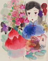 Simple Happiness by Wang Mengsha contemporary artwork painting works on paper