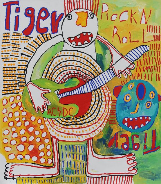 Malpa Wiru Good Friends by Kunmanara Tiger Yaltangki contemporary artwork Painting