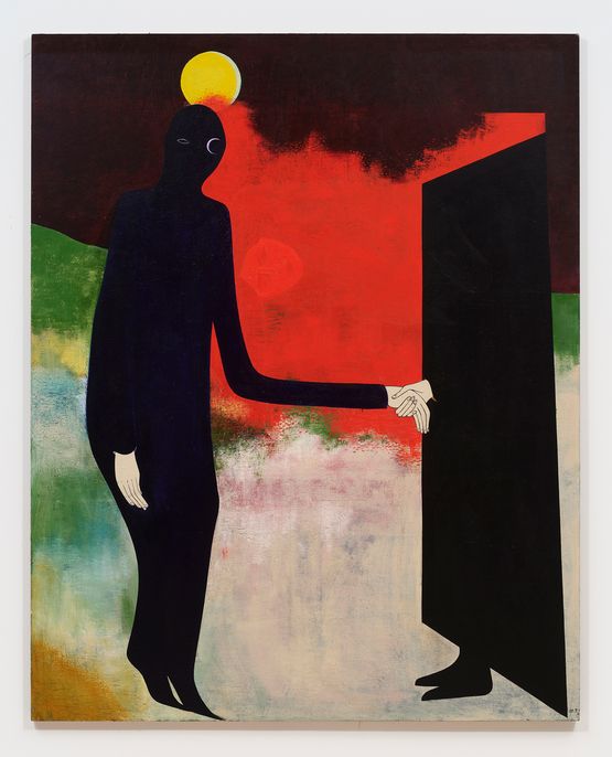 Shadow man and shadow friend in the spirit realm by Clare Rojas contemporary artwork Painting