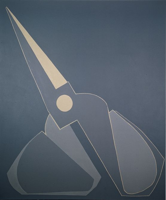 Outline Black-grey Scissors Inclined by Mao Xuhui contemporary artwork Painting