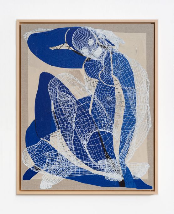 Blue Nude Wireframe after Matisse by Matthew Stone contemporary artwork Painting