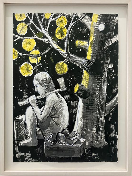 The Woodchopper by Carlo DAnselmi contemporary artwork Drawing