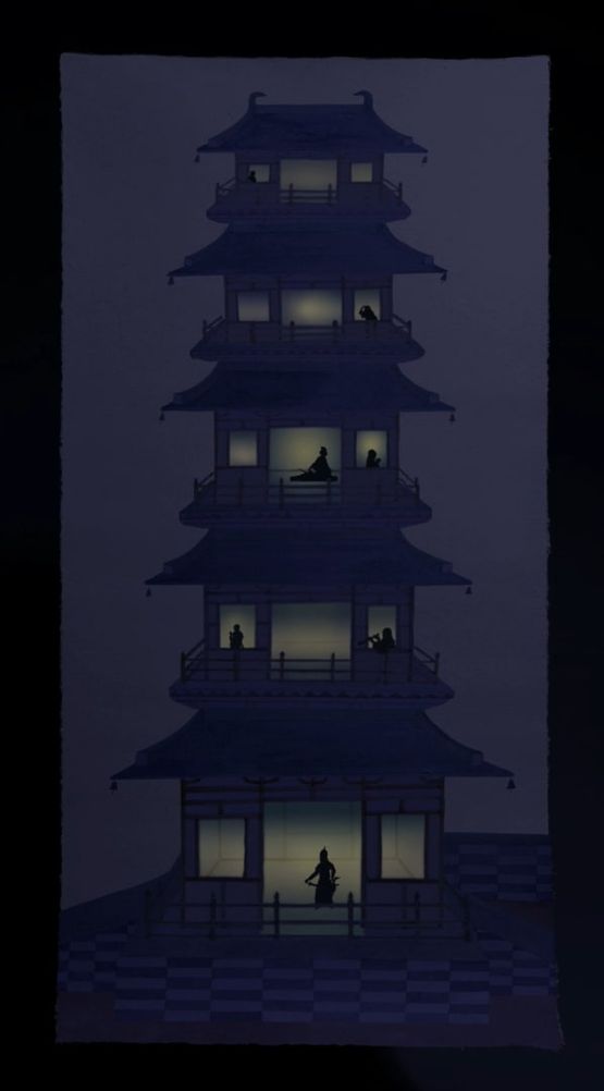We All Need Stories -Pagoda from Day into Night by Peng Wei contemporary artwork Moving Image