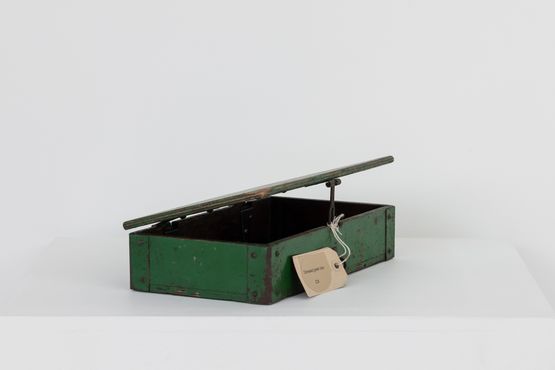 Distressed Green Box by Jane Mcadam Freud contemporary artwork Sculpture