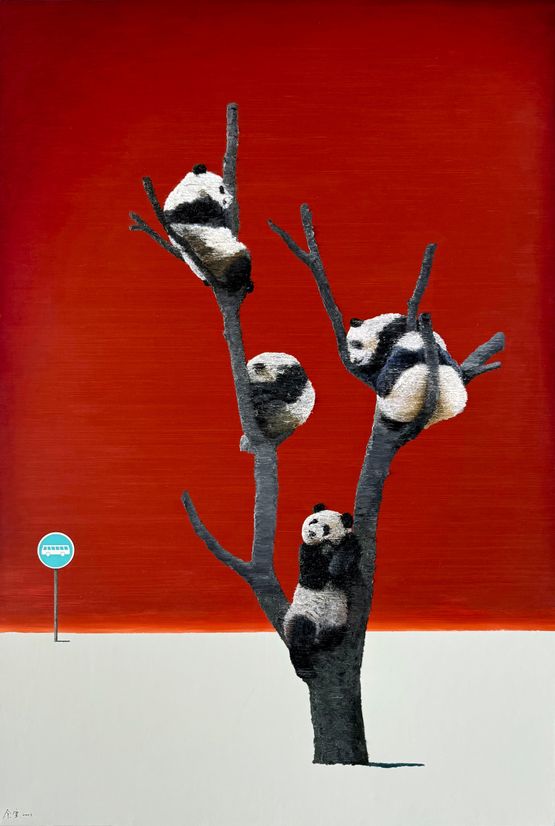 Four Pandas by Yu Xuan contemporary artwork Painting