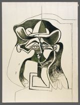 Femme au chapeau. BusteWoman wearing a Hat. Bust by Pablo Picasso contemporary artwork painting works on paper