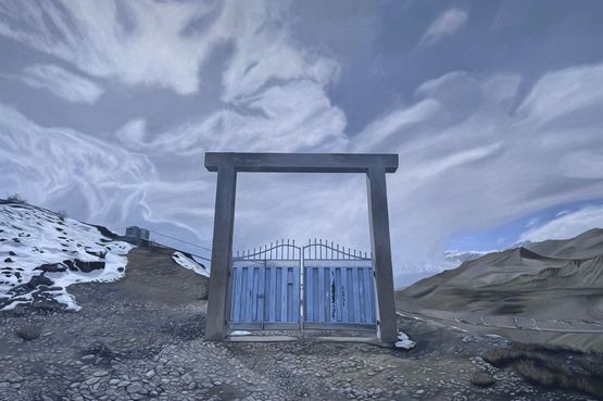 Blue Gate by Rocky Acofo Cajigan contemporary artwork Painting