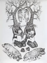 Go Back to Roots 25 by Joydeb Roaja contemporary artwork drawing painting works on paper