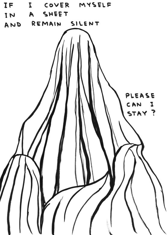 Untitled If I Cover Myself In A Sheet by David Shrigley contemporary artwork Works on Paper