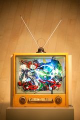 Neon TV - DishAntenna by Nam June Paik contemporary artwork sculpture mixed media