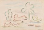 Paisagem com bichos antropofagicos by Tarsila Do Amaral contemporary artwork Works on Paper