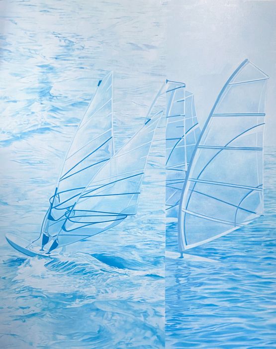 Sun shadows overlap by Ling Wai Shan contemporary artwork Painting