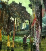 A boy in a bog by Hernan Bas contemporary artwork works on paper print