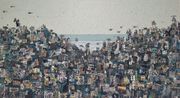 Humming birds over my city by Zena Assi contemporary artwork Mixed Media