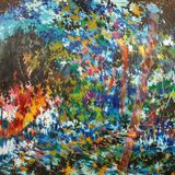 The Leaves Dancing by Riverside by Shuhei Takahara contemporary artwork painting